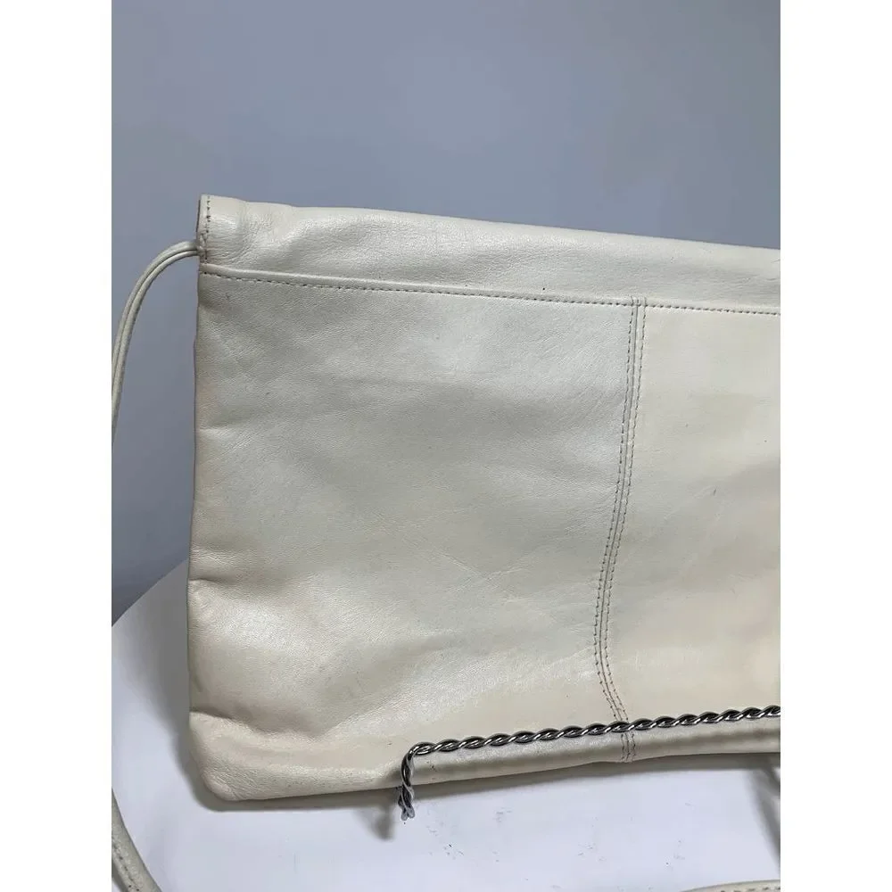 Vintage Albi Cream Leather Shoulder Purse